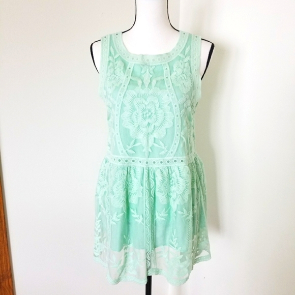 Entro Lace Mint Green Tank Tunic Shirt - Picture 1 of 4